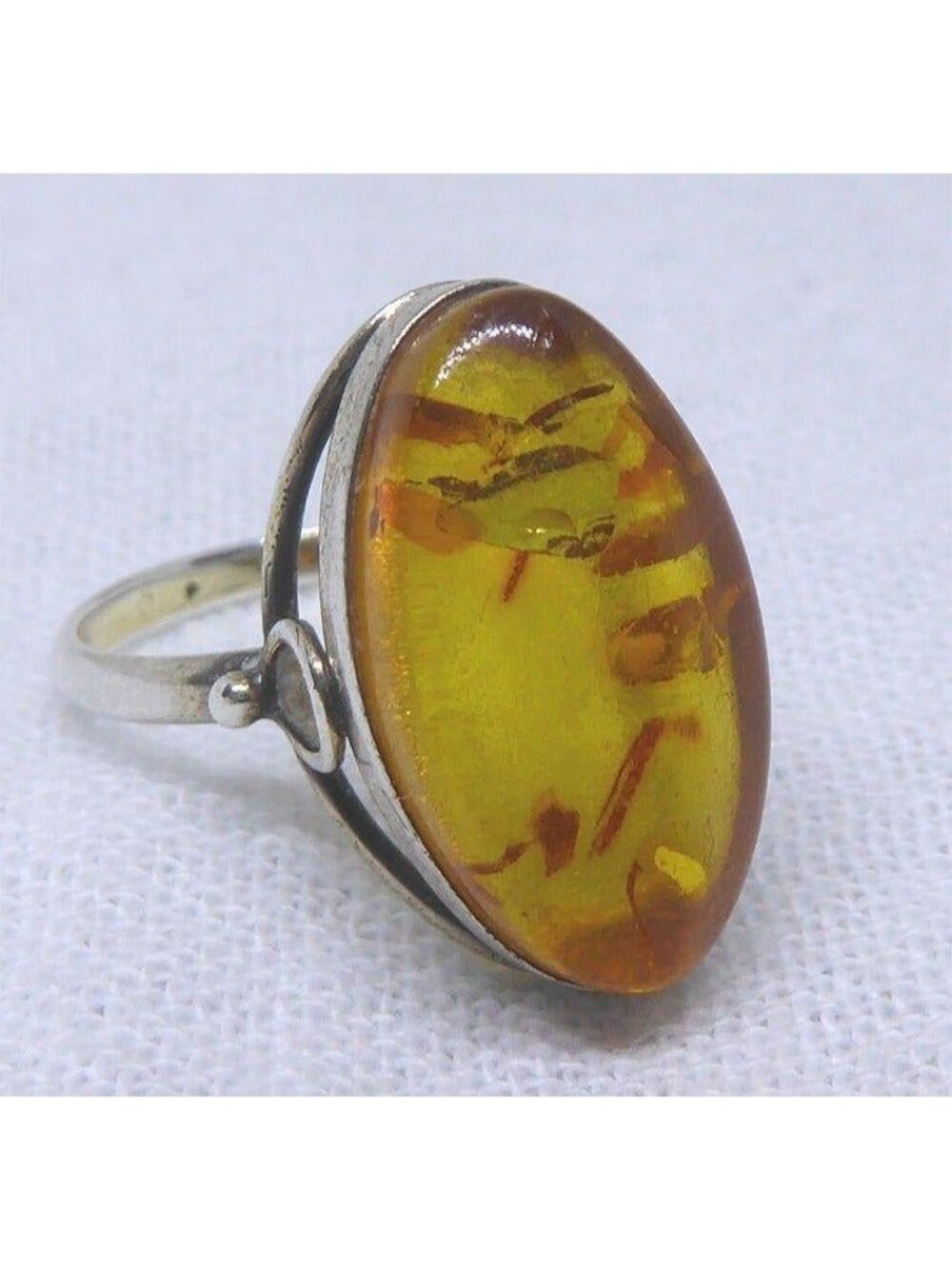 Soviet Kaliningrad 875 Silver Baltic Amber Ring Size 8 | USSR Hammer Sickle 5ЯК